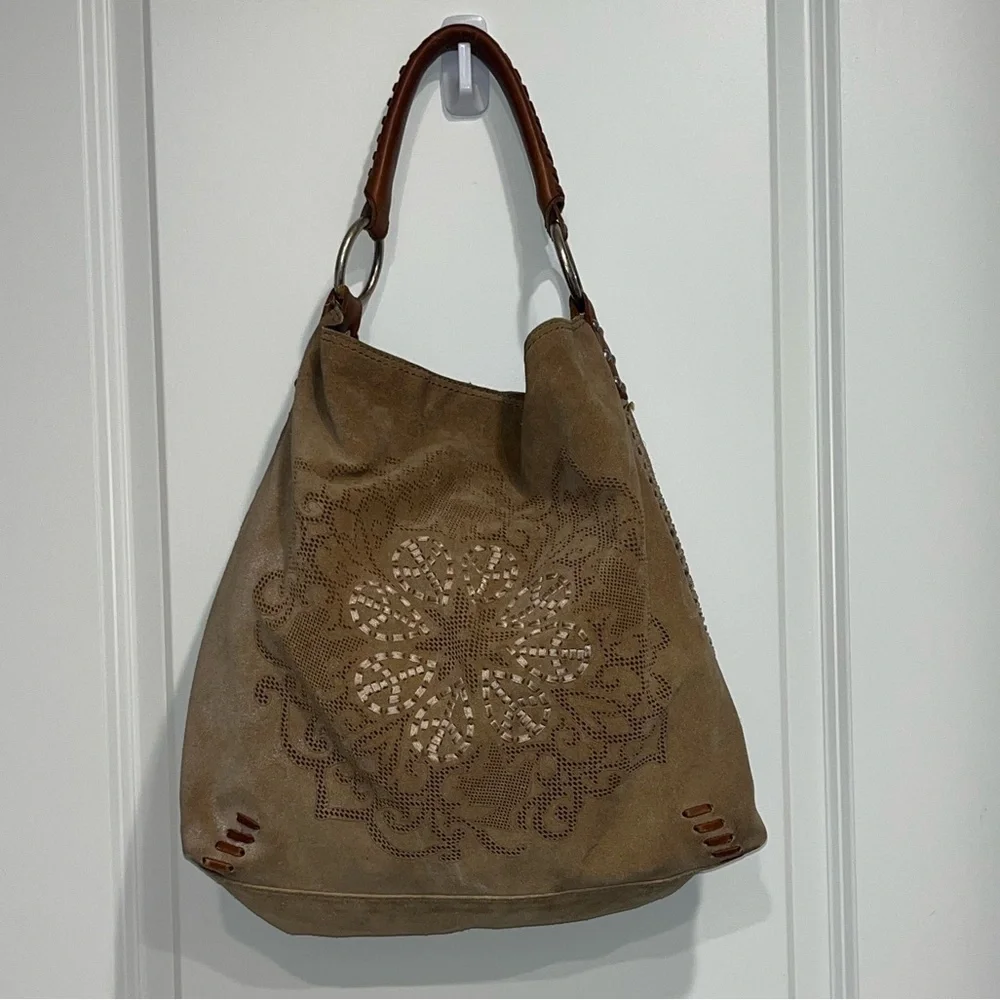 RARE Lucky Brand Suede Shoulder Bag in Tan and Brown